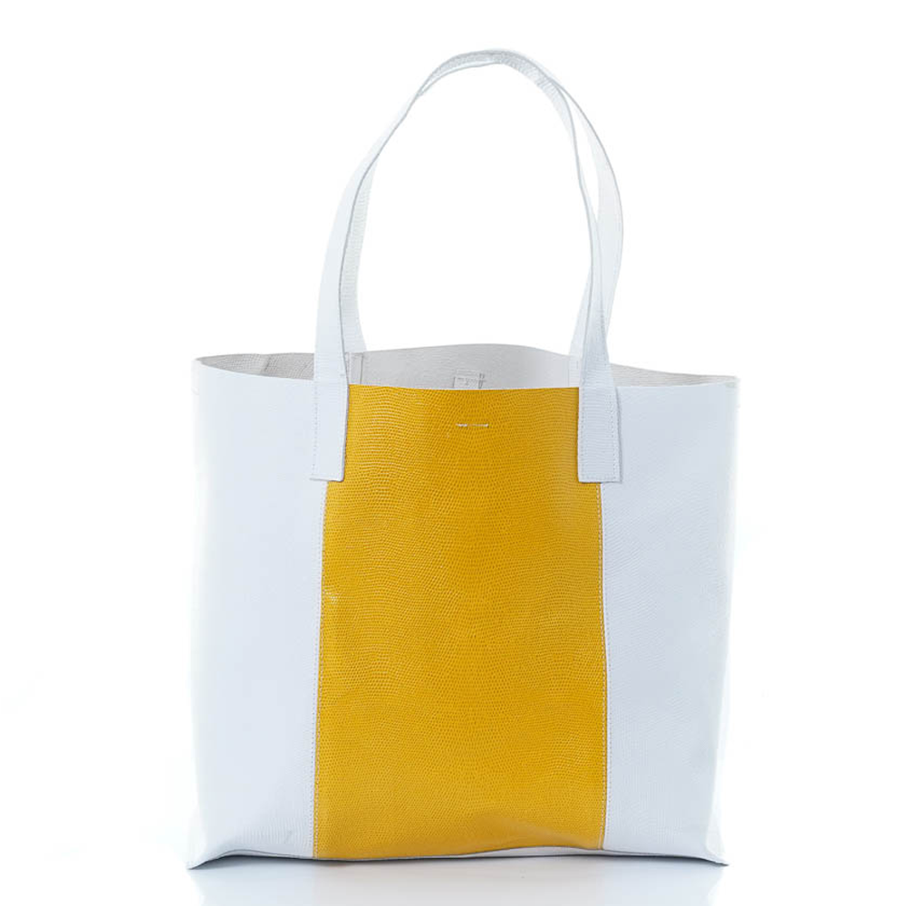 Дамска чанта от естествена италианска кожа модел ESTER bianco/giallo